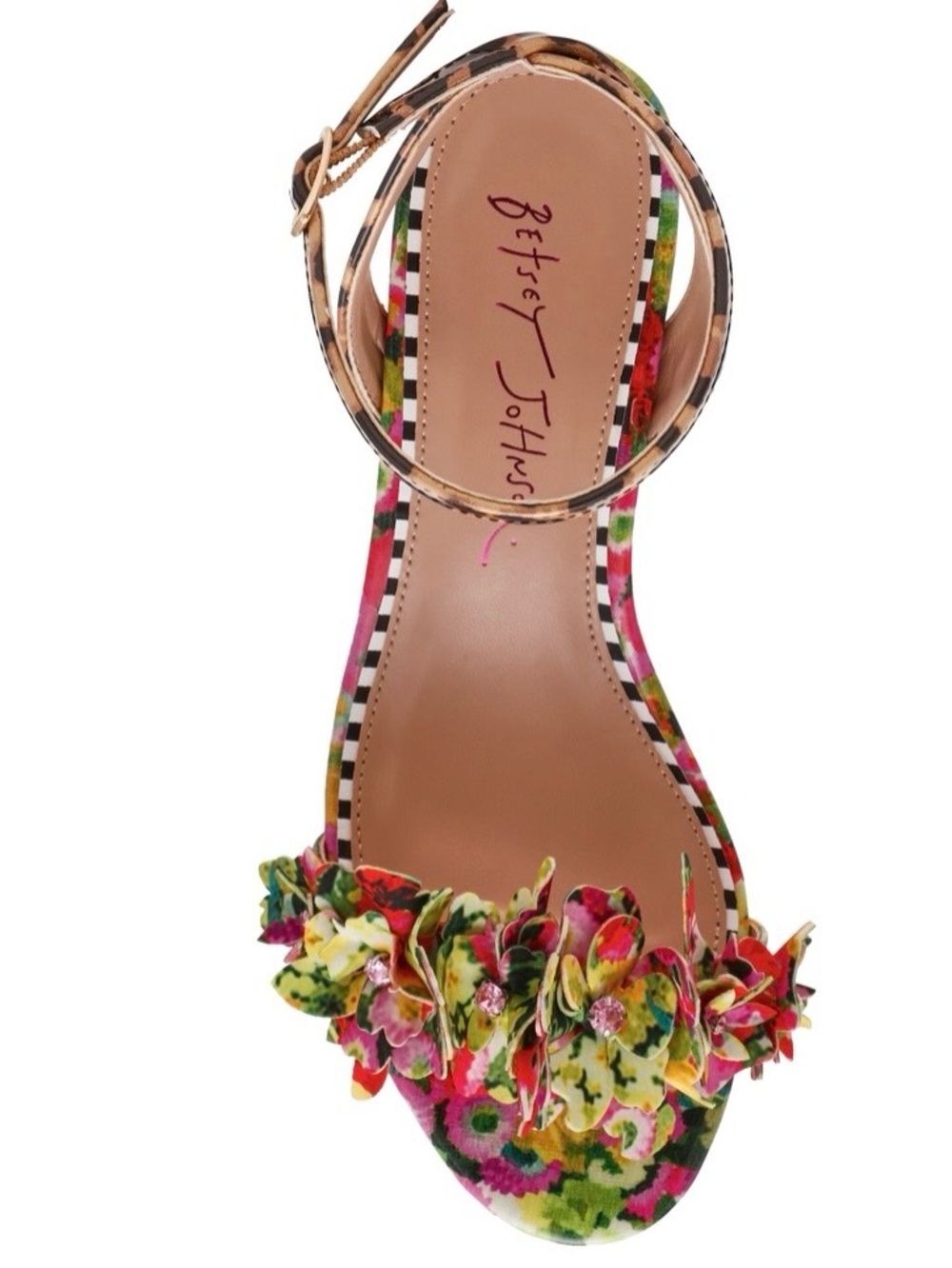 Betsey Johnson Women’s Malcolm Floral Open-Toe Sandals Low Heel Ankle Straps - Picture 8 of 8
